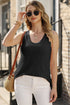 Scoop Neck Waffle Knit Flowy Vest